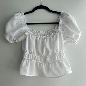 H&M White frill sleeve top